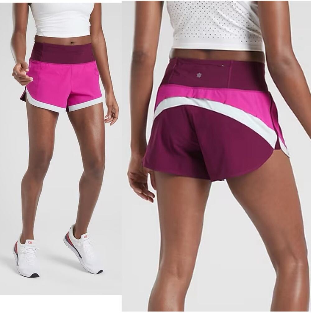 Athleta Shorts Women XS Purple Running Free Electric Fuschia Colorblock Athletic